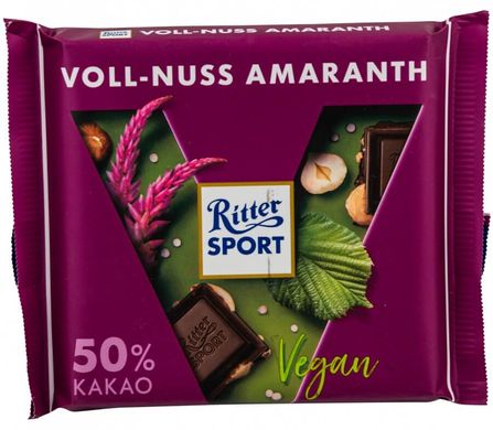 Темний Шоколад Ritter Sport Vegan фундук та амарант 100 г