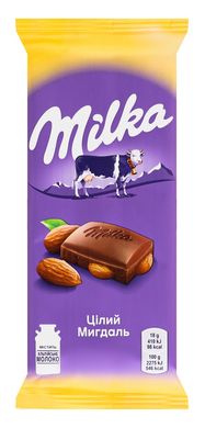 Шоколад Цілі мигдалі молочні Milka 90г