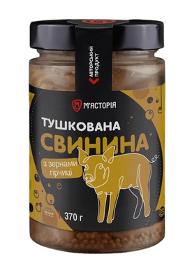 Свинина тушеная с зернами горчицы, 370 г тм Мястория