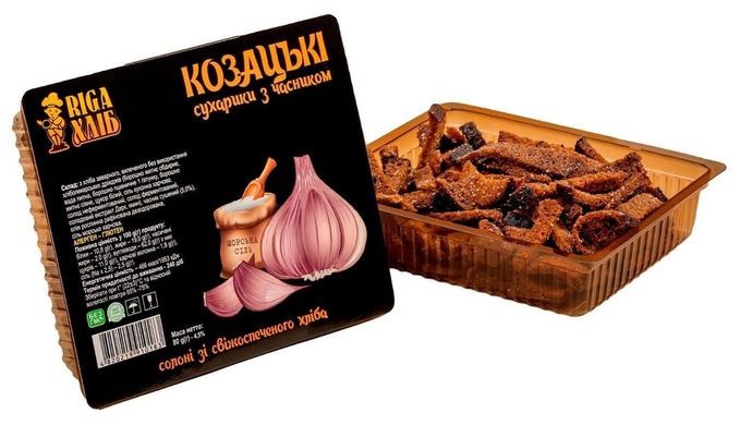 Сухарики ржаные с чесноком к пиву Казацкие Riga Хлеб, 100 г
