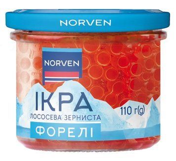 Икра форели красная зернистая тм Norven, 110 г